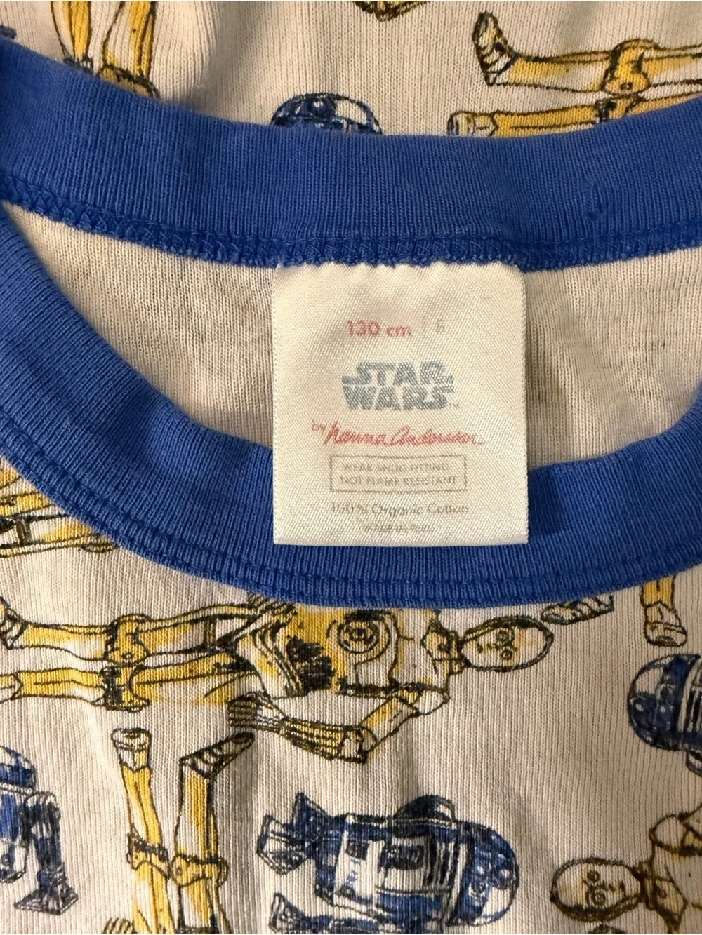 Hanna Andersson White Short Sleeve Tee with Blue & Yellow Droid Print